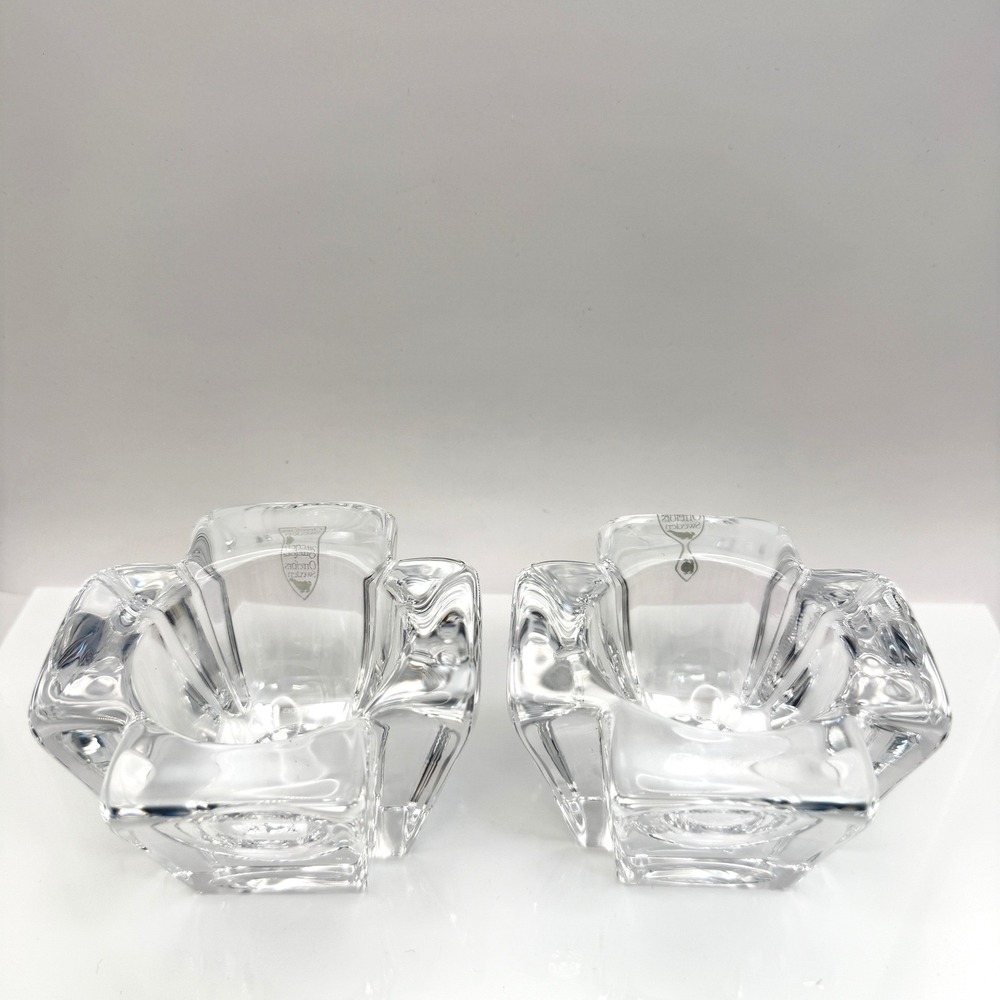 Vintage Orrefors Max Crystal Cross Votive Tealight Holders Pair Anna Ehrner - Picture 2 of 16